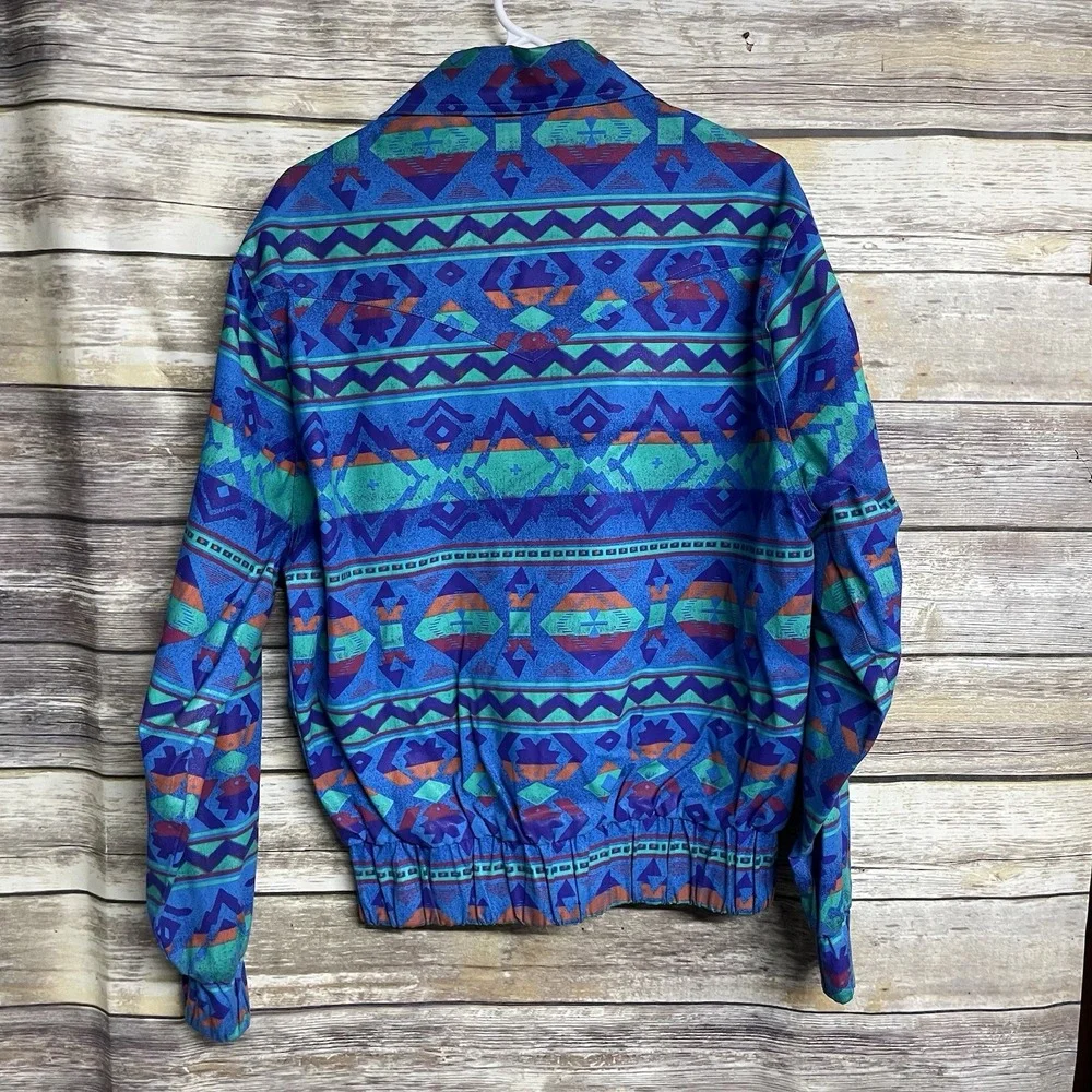 Vintage 90s‎ Wrangler Brushpopper Jacket Medium Western Aztec Southwest EUC